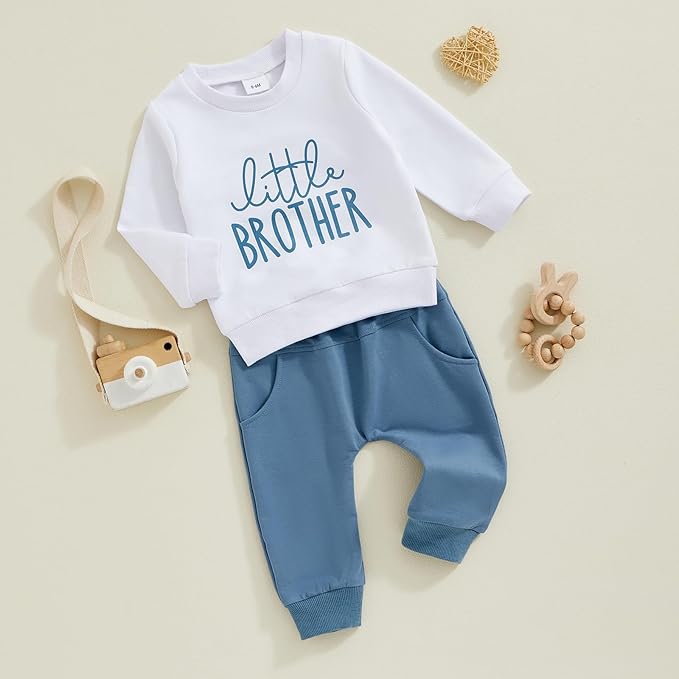 Toddler Baby Boy Fall Winter Outfit Long Sleeve Letter Print Sweatshirts and Jogger Pants Infant Boy Clothes