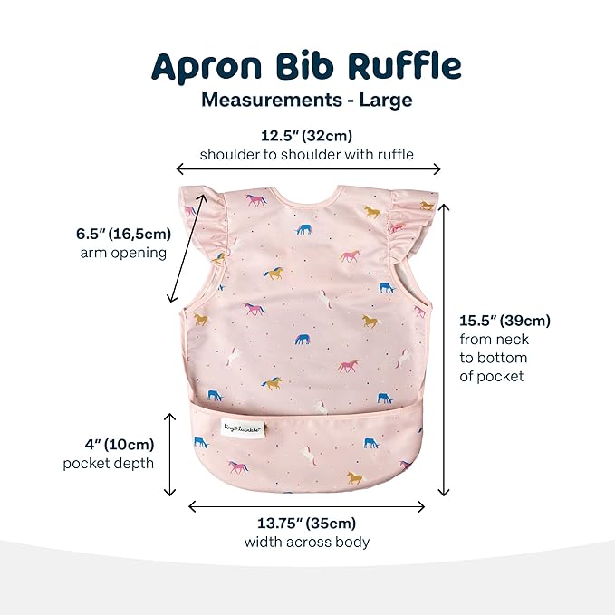 Tiny Twinkle Short Sleeve Apron Baby & Toddler Bib for Girls – Waterproof, Mess-Proof Bibs for Eating & Feeding, Machine Washable,Perfect Holiday Gift (Unicorn Confetti, 2-4Y)