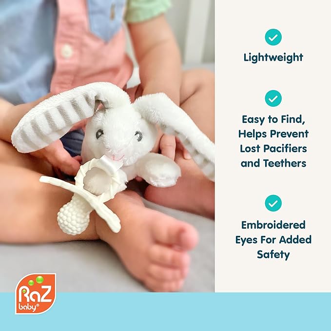 RaZbaby Panda RaZbuddy w/RaZberry Teething Relief Pacifier – Soothes Sore Gums w/Nature-Inspired Texture, 100% BPA-Free Silicone Teether, Detachable Stuffed Animal – 3 Months+ Teether, Mint
