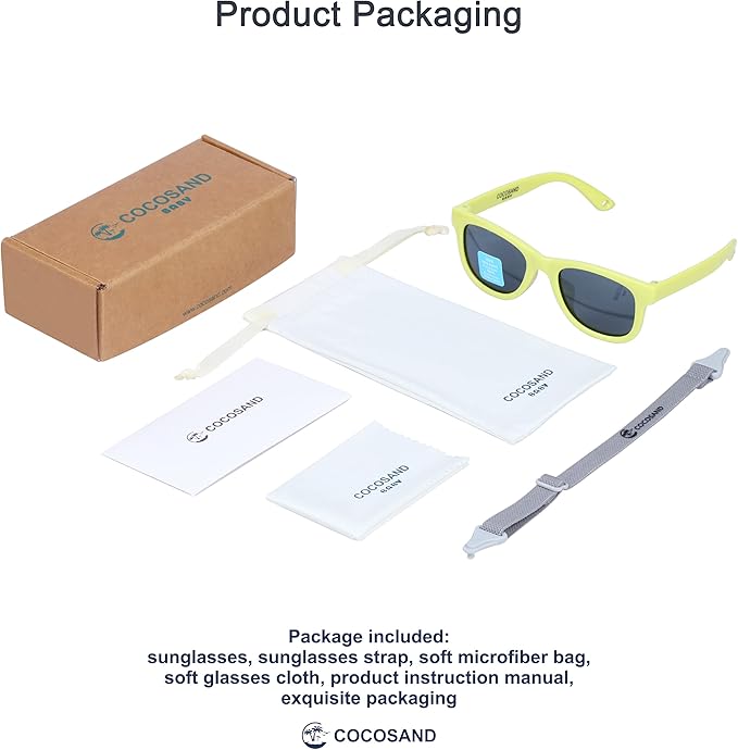 COCOSAND Flexible Baby Sunglasses with Strap Polarized UV Protection for Toddler Infant Newborn Boy Girl Age 0-24 Months