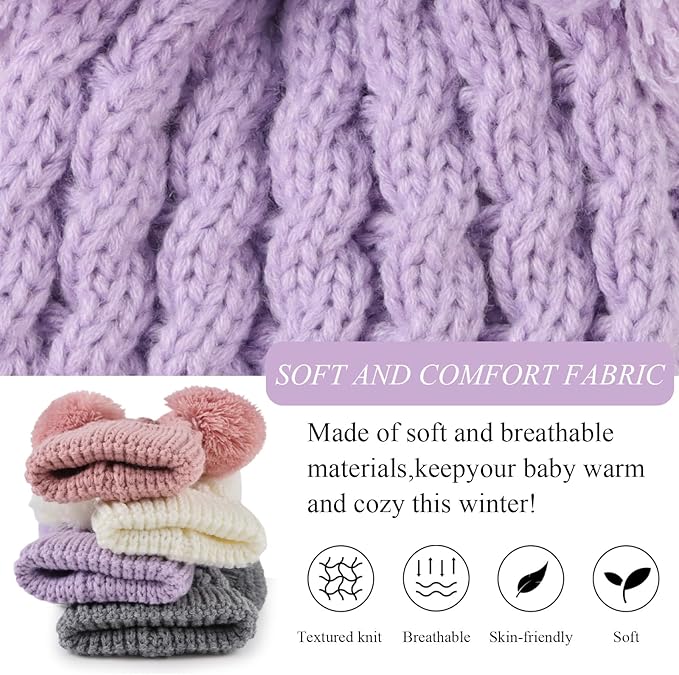 Yuoahcn Baby Girl Beanie Winter Baby Boy Hat with Pom pom Warm Infant Knitted Hats Toddler Kid Beanies