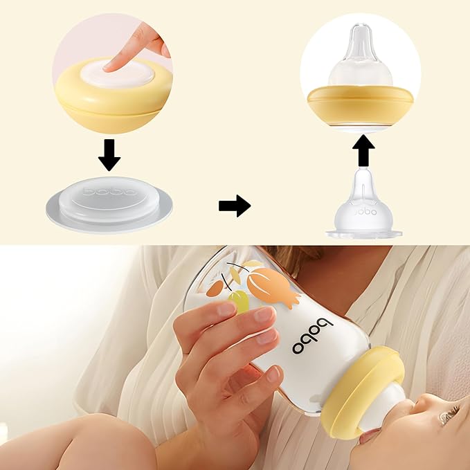 YOHKOH Glass Breast Milk Storage Bottles - 100% Leak-Proof, BPA-Free Breastmilk Storage Containers, Freezer & Dishwasher Safe, Ideal for Nursing Mothers (Multicolor1, 5.4oz (Pack of 4))