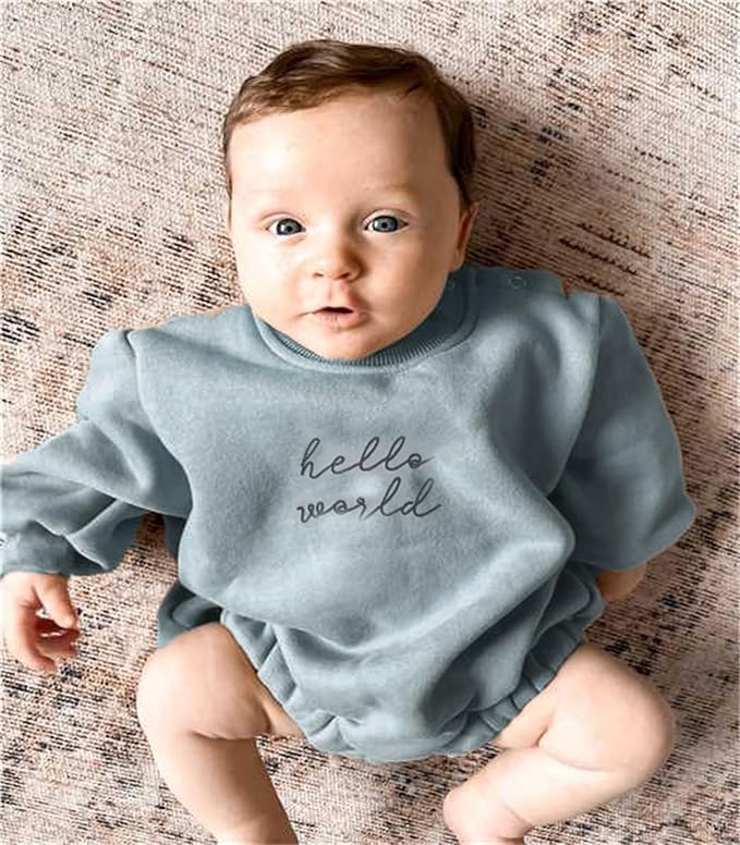 VISGOGO Newborn Infant Baby Boy Girls Oversized Romper Little Dude Sweater Onesie Coming Home Outfit Neutral Clothes