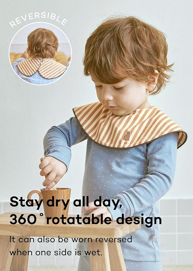 Konny Baby Bibs Set, 360 ° Rotate, Soft and Absorbent Bandana Drooling for Boys Girls baby Essentials
