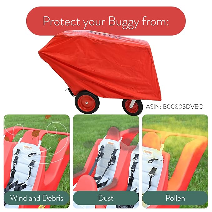Children's Factory 4 Passenger Never Flat "Fat Tire" Bye-Bye Buggy, Red Daycare Multi-Passenger Buggy, 4 Seat Kids Commercial Stroller, Canopy Sold Separately