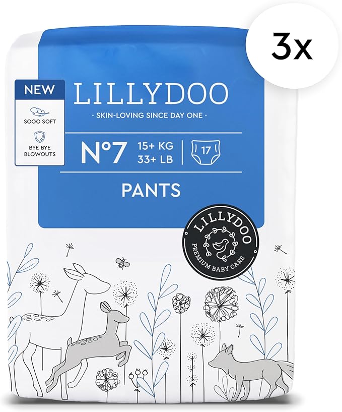 LILLYDOO Diaper Pants Toddlers - Size 6 (29+ lbs), Half-Monthly Supply (57 Count), Skin-Friendly, Ultrasoft, Chlorine-Free, Snug Fit & Absorbent Pull On Diapers