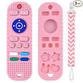 Silicone Baby Teething Toys, Remote Control Shape Teethers Toys with Teething Tubes and Pacifier Clip, Baby Teething Toys for 3 Months+, Remote Teething Toy BPA Free/Freezable/Dishwasher Safe(Pink)