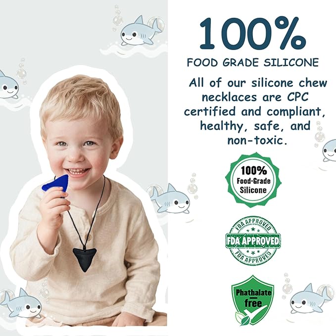 Chew Necklaces for Sensory Kids, 6 Pack Chewy Necklace Sensory Toys for Autism, ADHD, Anxiety- Silicone Teething Necklace Oral Chew Toys for Boys Girls Adults Chewer Reduces Chewing Fidgeting