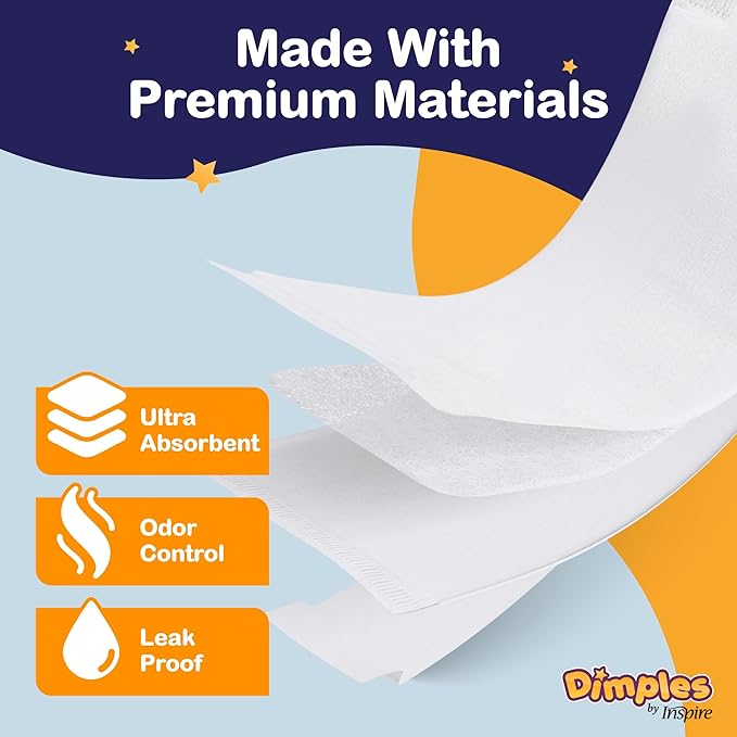 Inspire Ultra Dimples Diaper Booster Pads | Our Most Absorbent Diaper Inserts Ever | Diaper Pads Inserts Overnight or Daytime | Diaper Liners Turn Any Diaper into Super Overnight Diapers for Babies