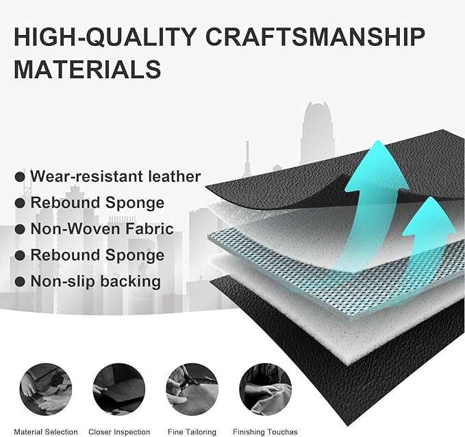 JOJ Fit for Toyota Highlander 2001-2022 Seat Covers,7 Seat Car Seat Cover,No-Slip Waterproof Breathable Faux Leather Automotive Seat Covers Auto Interior Covers,Full Set with Pillow,Black Gray