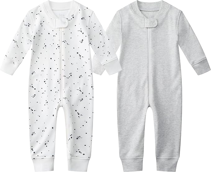 Owlivia Organic Cotton Baby Boy Girl Zip up Sleep 'N Play Pjs, Footless, Long Sleeve