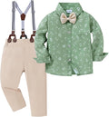 nilikastta Boy Suit Toddler Boy Outfit Boy Dress Shirt with Bowtie/Suspender Pants Gentleman Wedding Outfits 1-10 Years