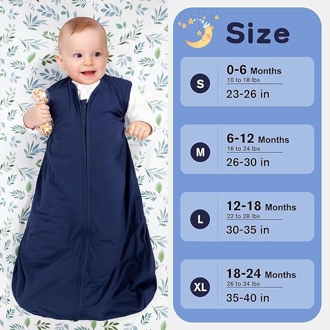 Baby Sleep Sack 0-6 Months Baby Wearable Blanket 100% Rayon Cotton 2-Way Zipper Toddler Sleeping Sack，Comfy Soft Lightweight TOG 0.3(Cyan)