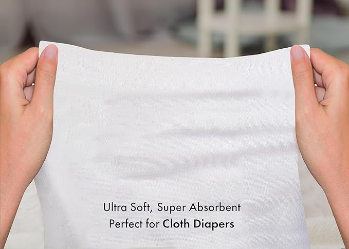 RUVANTI Unisex Birdseye Flat-Fold Cloth Diapers for Babies 15 Pack, 100% Cotton Reusable Diaper Inserts 23x23 Inches, White
