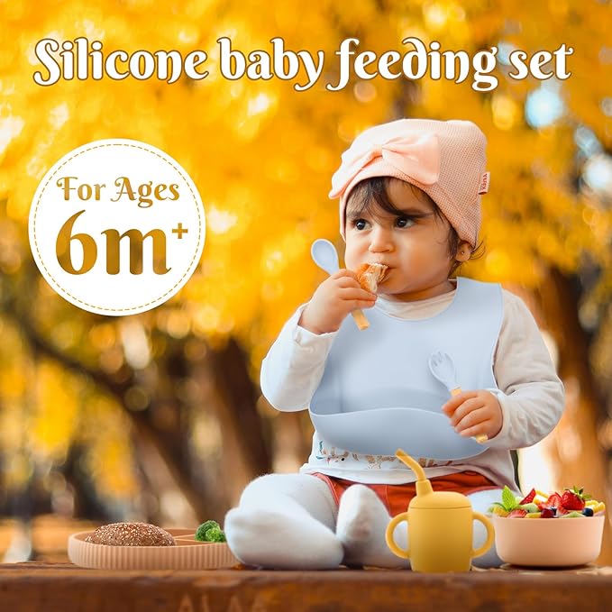 Silicone Baby Feeding Set 21 Pcs, Baby Led Weaning Supplies, Baby Feeding Supplies Set BPA Free, Essentials for Newborn Gift Mixed