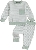 Toddler Baby Boy Fall Clothes Waffle Outfit Long Sleeve Color Blocking Sweatshirt Pullover Jogger Pant Set