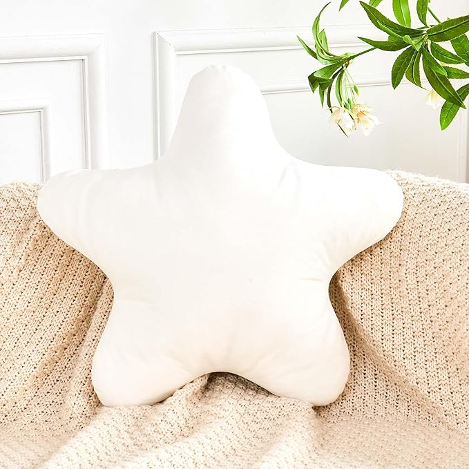 White Star Throw Pillow, Cute Star Pillow Room Decor, Soft 19.6" Star Shaped Decorative Throw Pillow for Bedroom, Star Plush Floor Cushions Pillows