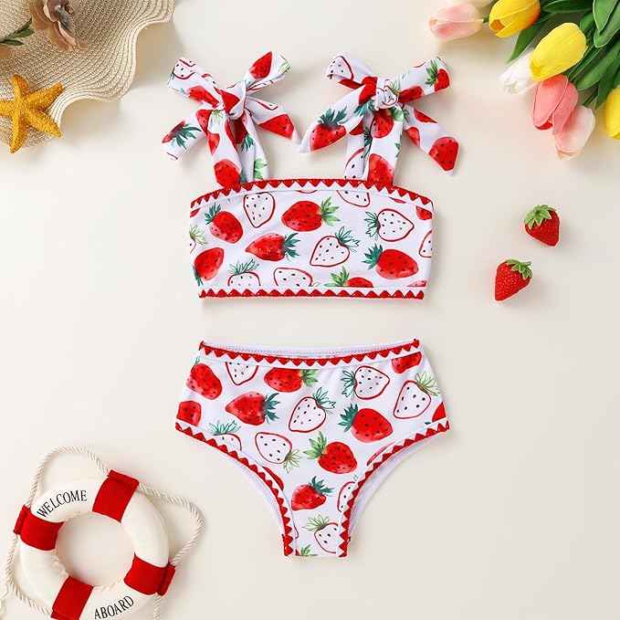 YOUNGER TREE Toddler Girls Two Pieces Swimsuit Color Block Stripe Swimwear Summer Beach Bathing Suit 18M-5T