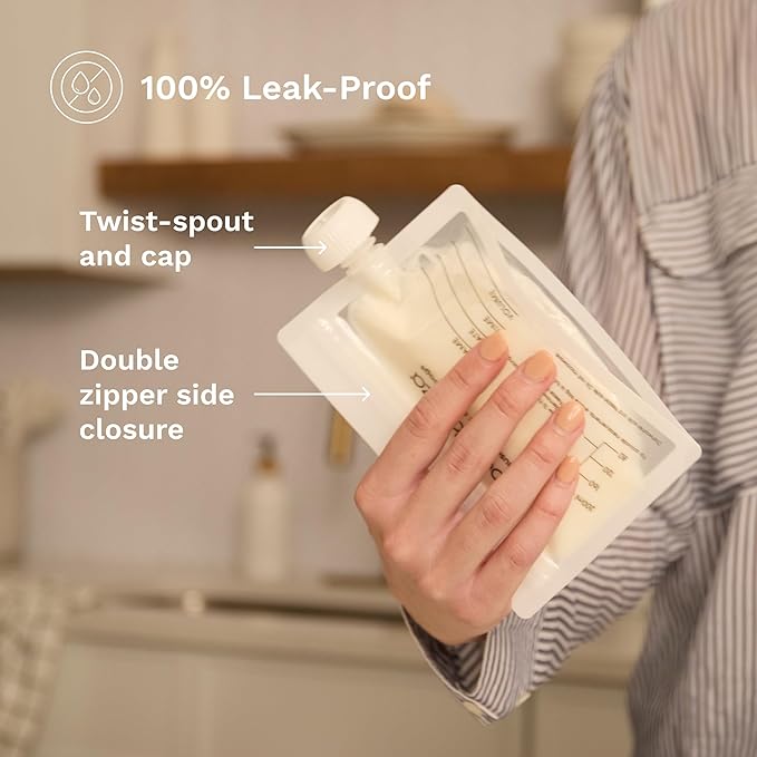 Baby Brezza Reusable Breastmilk Storage Bags, 10 Pack, Includes Filling Funnel