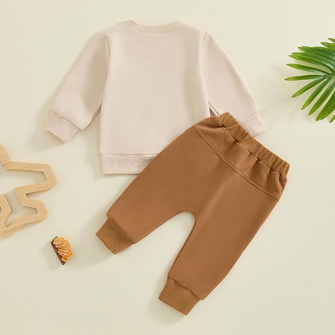 Toddler Baby Boy Fall Winter Outfit Long Sleeve Letter Print Sweatshirts and Jogger Pants Infant Boy Clothes