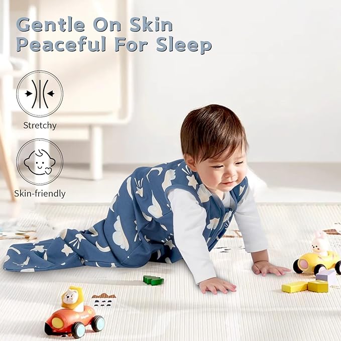 Baby Sleep Sack 0-6 Months,100% Cotton TOG 0.5 Wearable Blanket for Newborn and Infant, 3 Pack 2-Way Zipper Lightweight Sleeping Bags for Toddler