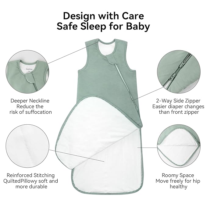BubblePanda Rayon Made from Bamboo Sleep Sack 18-24 Months 0.5 Tog Soft Lightweight Toddler Sleep Sack 2t for Babies 2-Way Zipper Wearable Blanket Baby 18 Months