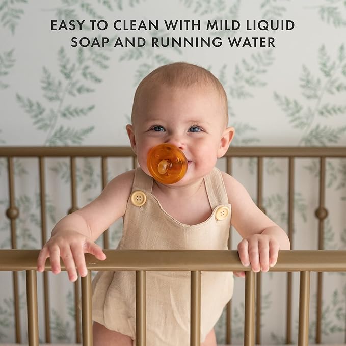 Natursutten Pacifiers 12-18 Months - 1-Pack Original Shield Round Nipple Natural Rubber Safe & Soft BPA-Free Pacifiers for Breastfeeding Babies - Newborn Pacifiers Made in Italy