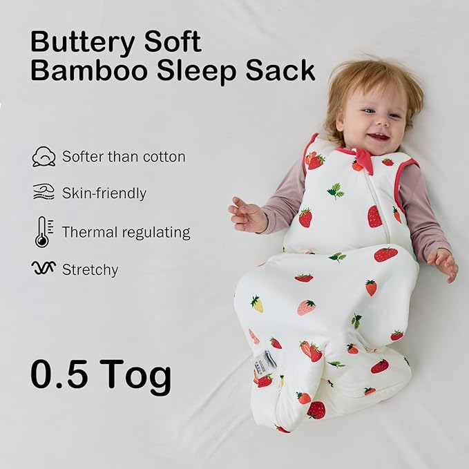 BubblePanda Rayon Made from Bamboo Sleep Sack 18-24 Months 0.5 Tog Soft Lightweight Toddler Sleep Sack 2t for Babies 2-Way Zipper Wearable Blanket Baby 18 Months