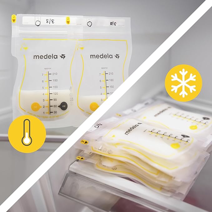 Medela Easy Pour Breastmilk Storage Bags 200 Count 7oz/210ml Disposable, Leakproof, Fast Freeze, Breast Milk Protection Recyclable & BPA Free (Pack of 6)