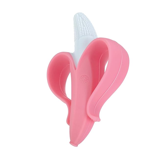 Nuby NanaNubs Banana Massaging Toothbrush - Baby Teething Toy - 3+ Months - Pink,(Pack of 12)