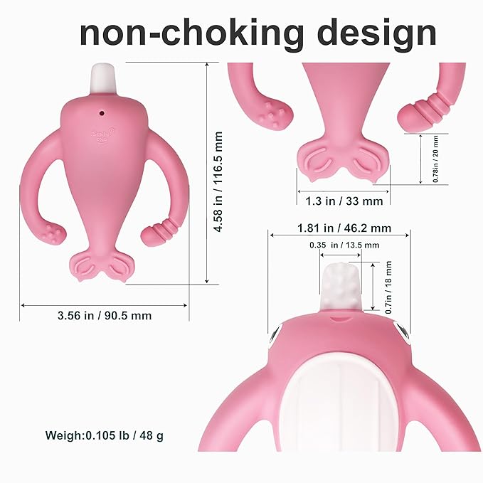 Smily Mia Narwhal Silicone Baby Teething Toys for 3-6 6-12 Months, Teething Relief Toys, Food Grade Silicone Teether Baby Toys, Sensory Toys for Teething Babies, Baby Essential, BPA Free, Pink