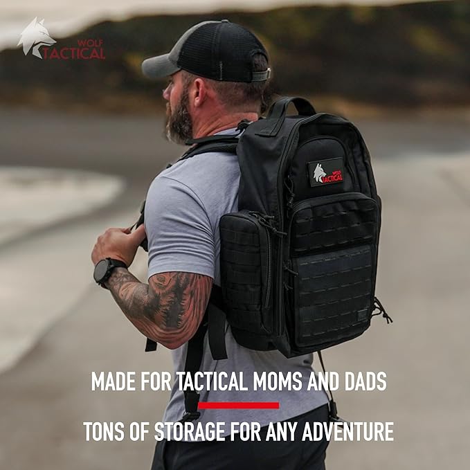 WOLF TACTICAL Military Inspired Diaper Bag - Dad Diaper Bag Backpack with Changing Mat, Mens Diaper Bag for Dad