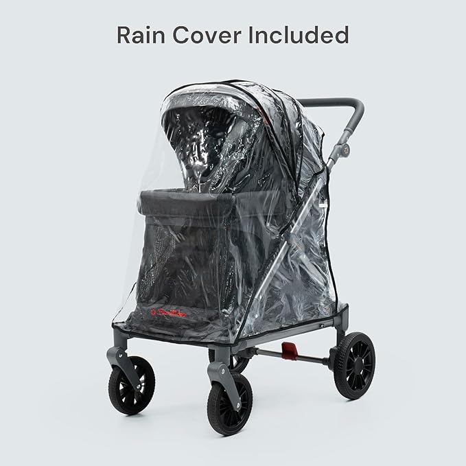 Familidoo Q1 Multi-Use Kids Wagon Stroller – Foldable, Lightweight & All-Terrain for Kids & Pets – 5-Point Safety Harness, Rain Cover & Compact Travel Design – Supports Up to 132 lbs (Charcoal Gray)