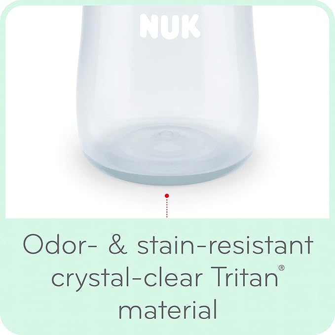 NUK Learner Cup, 10 Ounce, Tritan Gray Star – BPA Free, Spill Proof Sippy Cup