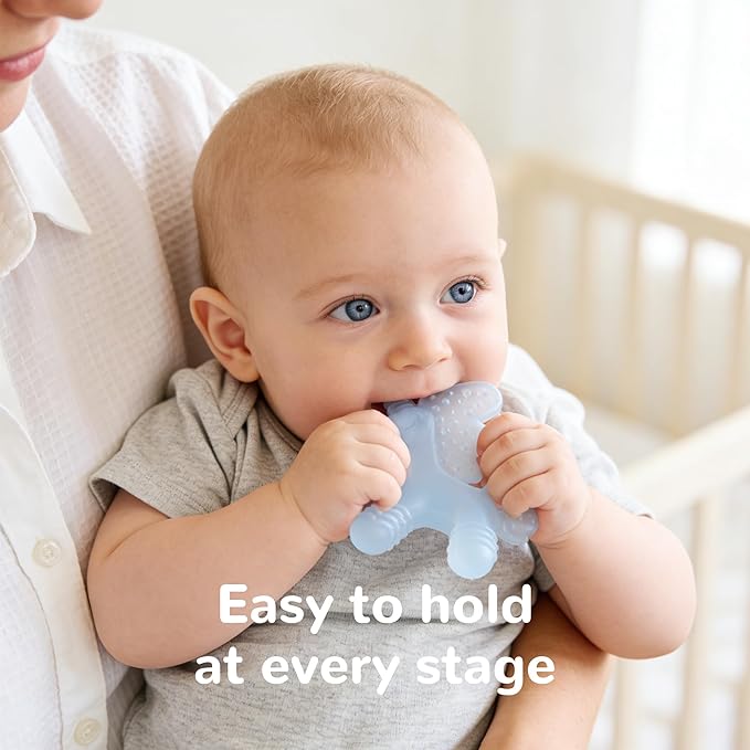 HECCEI Baby Teether Toy, Soft Food‑Grade Silicone Teether, Soft Infant Teether Chew Toy, BPA Free, Multi-Texture Design Teether (Mint Haze)