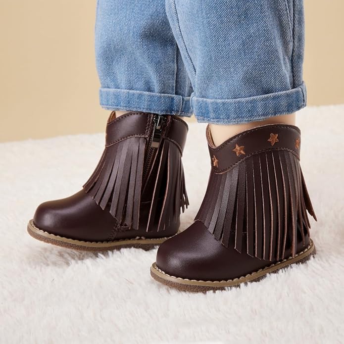 BMCiTYBM Baby Cowboy Cowgirl Boots Infant Western Shoes Boys Girls Round Toe Boots All Seasons 6-24 Months