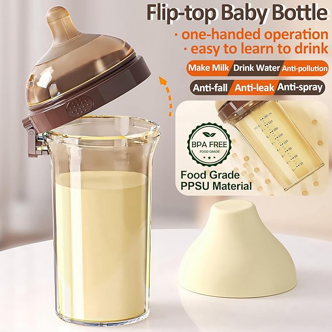 PPSU Baby Bottle, Bottles for Breastfed Babies, Flip-top Anti-Colic Baby Bottles 8oz/240mL 3-6 Months