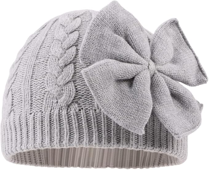 JANGANNSA Winter Warm Knitted Baby Hat for Girls Cotton Lined Infant Toddler Hat Autumn Cute Bow Classic Girls Beanie 0-6Y