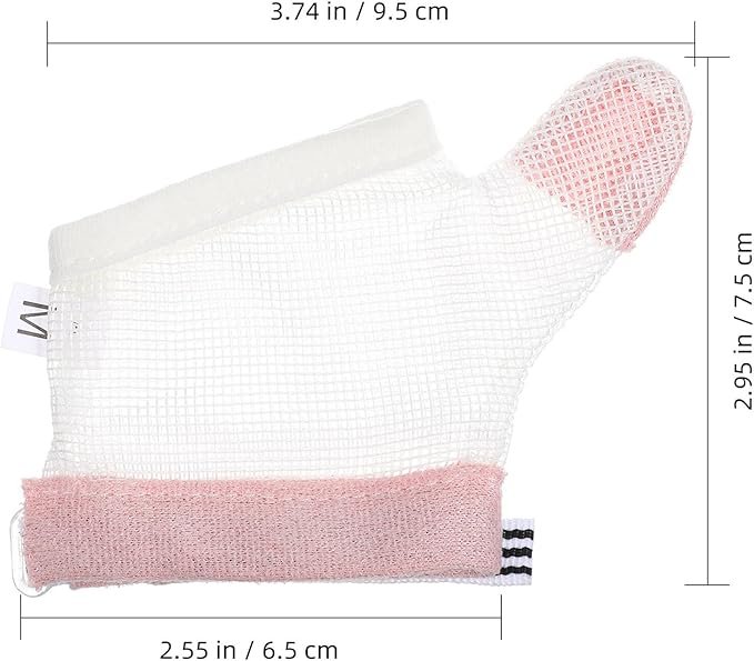 Ciieeo Finger Stop Gloves Thumb Protector Mittens Breathable Cotton Material for Infants Teething and Chewing Prevention M Size, 2 Pairs Random Color