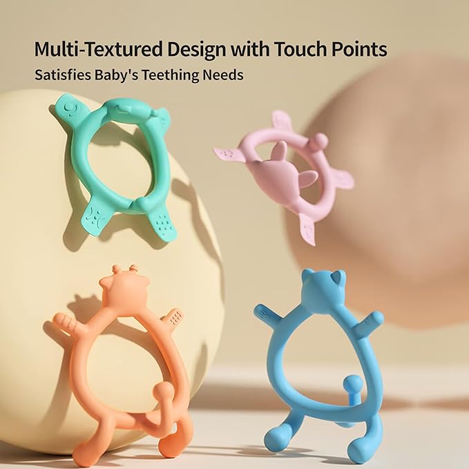 Pigeon Silicone Baby Teether – Multi-Textured Teething Relief Toys, Lightweight & Easy to Grasp, 6+ Months (Blue Cat, 1 Count)