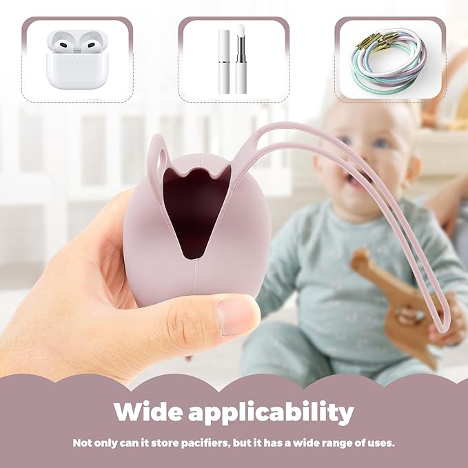 6 Pack Silicone Pacifier Holder Case, Safe and Soft Material, Pacifier Pouch Portable Pacifier Case with Stretchy Lanyard, Protective Pacifier Storage Case for Diaper Bag Stroller Travel