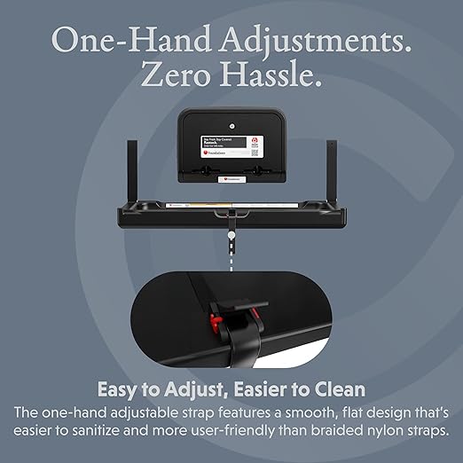 Foundations Elements Horizontal Wall Mounted Baby Diaper Changing Station & Liner Dispenser, Oversized Changing Surface, One Person Installation, Black (300-EHLD-02)
