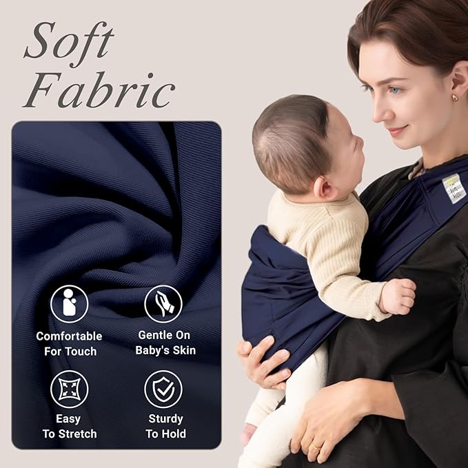 Baby Sling Carrier for Newborn to Toddler(8-45 Lbs), Cozy Wearing Baby Wrap Carrier with Adjustable Shoulder Strap Safety Buckle, Portable Lightweight Child Carrier Sling One Size Fit All Parents-Blue