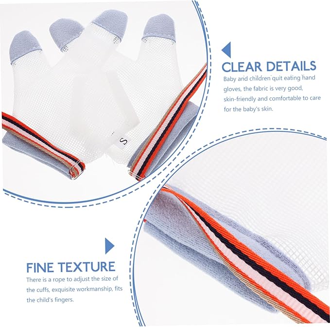 Holibanna 1Pair Breathable Nylon Teething Mitten for Half Finger Design Comfortable Portable to Prevent Hand Biting for Summer Use S