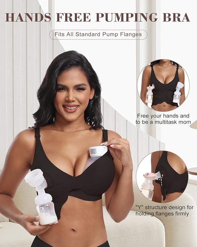 As Fairy Wireless Seamless Pumping Bra Hands Free Nursing Bra Wirefree Comfort Wearable Breast Pump Brass