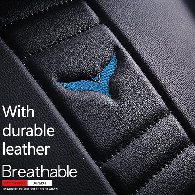 Auto Front Seat Covers fir for Suzuki 1999-2025 95% Models, Front Split Bench Protection Compatible with Side Airbag Black & Blue Line
