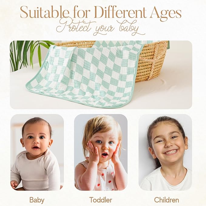Ultra Soft Muslin Baby Blanket, A Versatile Swaddle and Bed Blanket for Babies, Toddlers, Boys, and Girls (1 Pack).