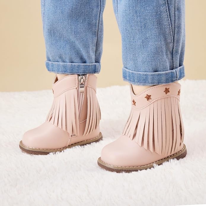 BMCiTYBM Baby Cowboy Cowgirl Boots Infant Western Shoes Boys Girls Round Toe Boots All Seasons 6-24 Months