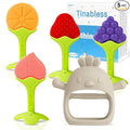 Tinabless Baby Teething Toys 5 Pack, Silicone Teething Mitten & Hand Teethers for Babies 3+ Months, BPA-Free Food Grade Silicone Chew Toys, Anti-Drop, Freezer Safe, Caramel