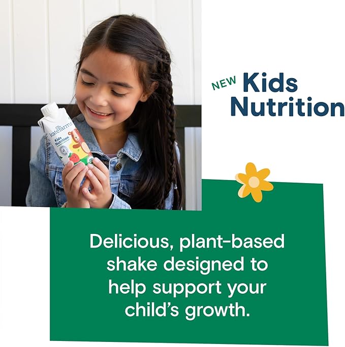KATE FARMS Organic Kids Nutrition Vanilla Shake, 8g Protein, 27 Vitamins and Minerals, Meal Replacement, Gluten Free, Non-GMO, 8.45 oz (12 Pack)